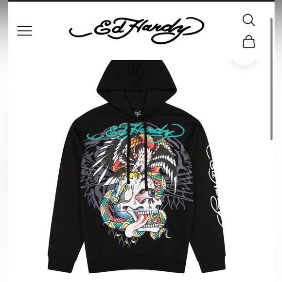 🖤SOLD🖤Ed Hardy Battle skull black pullover hoodie - Picture 2 of 8
